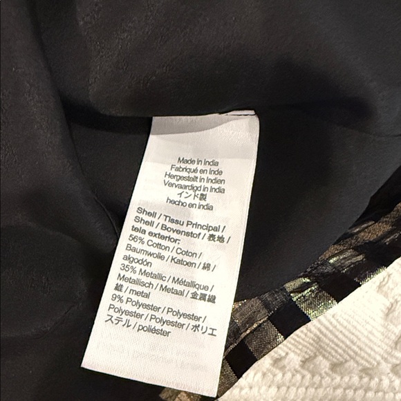 J.Crew Metallic Gold and Black Checkered Blouse Size Small LNWOT - Picture 5 of 8